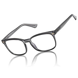 (DUCO) ブルーライトカット メガネ メンズ レディース パソコン用 眼鏡 度なし pc メガネ blue light glasses TR90 青色光 カット メガネ おしゃれ 超軽量 5201S (Transparent Grey)