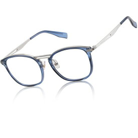 (DUCO) ブルーライトカット メガネ メンズ パソコン用 眼鏡 度なし pc メガネ blue light glasses 青色光 カット メガネ 超軽量 5223 (ブルー)