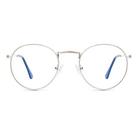 (KALIYADI) ブルーライトカットメガネ 伊達メガネ メンズ PCメガネ ブルーライトカット 丸い眼鏡 15g 超軽量 度なし 透明レンズ ラウンド 男女兼用 輻射防止 (シルバー)