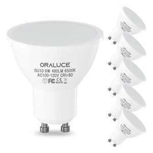 ORALUCE LED�d�� GU10���� �X�|�b�g���C�g 50W�`���� 6W 480lm 6500K �����F �����s�� �ȃG�l ������ �r�[���p�x120°�L�z���^�C�v �����F �V��Ɩ� ���ƏƖ� 6�Z�b�g