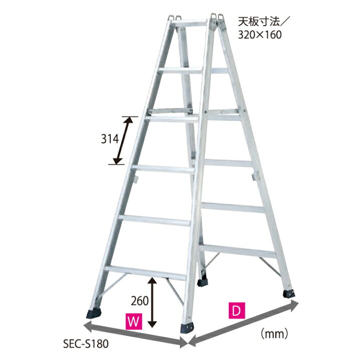 楽天市場】ピカ PiCa 業務用溶接タイプ 専用脚立 SEC-S120 天板高さ 