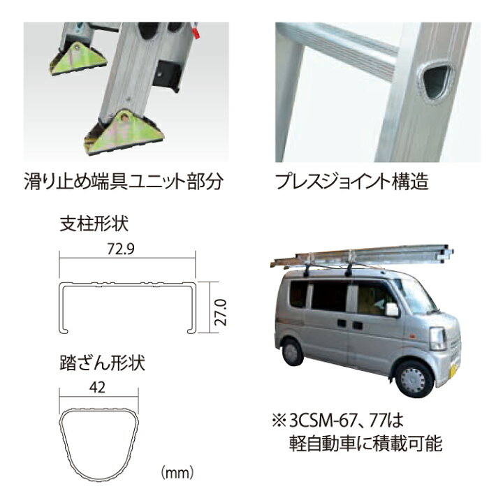 楽天市場】梯子 アルミ 9m 3連 ピカコーポレイション 梯子 3連はしご 