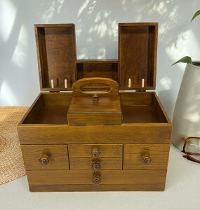 MK5115 ソーイングボックス 針箱 白木 茶 日本製 送料無料