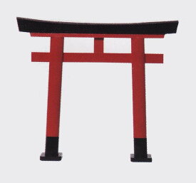 木製 木曽ひのき 鳥居 大 赤鳥居仕上げ　送料無料 巾54高さ46cm約1000g 置物 日本製 自立は致しません　壁などに寄り掛けて置いてください 海外へのお土産に
