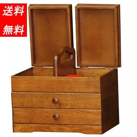 ソーイングボックス 裁縫箱 針箱 H4370 あおい 送料無料 木製 裁縫道具収納