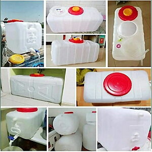 ウォータータンク ポリタンク 水タンク 給水タンク 水 タンク 30L 水貯蔵容器 プラスチック製 ウォータージャグ カバーとバルブ付き 横型 正方形 貯水タンク