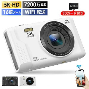 �u128GB SD�J�[�h�v���[���g�v �f�W�J�� �f�W�^���J���� 5K�^�� ���{���`�b�v WiFi�@�\���� 7200����f ���掿 16�{�Y�[�� 2.8�C���`�t�� ���B��� ��Ԃ�␳ �X�}�z�]�� �R���f�W USB�[�d �y�ʔ�
