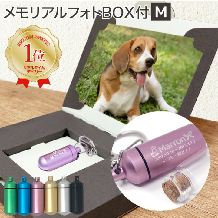 楽天市場 楽天1位 ガラス管付 遺骨 キーホルダー Ashipet ペットロスカプセル Mサイズ フォトメモリアルボックス 巾着付 手元供養7点セット ピンセット付 3行刻印 遺骨カプセル 犬 遺骨アクセサリー ペット 分骨 骨壺 仏具 名入れ 遺骨入れ 二重構造 猫 遺毛