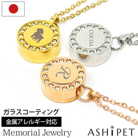 【金属アレルギー 対応】ASHIPET 遺骨ペンダント ステンレス【メモリアルジュエリー＜ストーンサークル＞】全3色【両面 選べるイニシャル・名前・シルエット 名入れ 3行刻印】手元供養6点セット 遺骨ネックレス 遺骨アクセサリー メモリアルペンダント 犬 猫 ペット 遺骨入れ