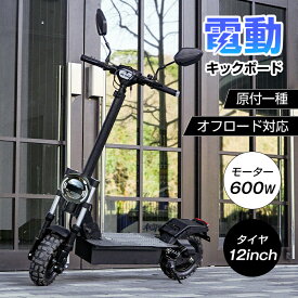 ■半額クーポン！2/10迄■要申請　＼ランキング1位獲得／【送料無料】 電動キックボード 原付一種 公道走行可 折りたたみ 保安部品標準装備 600W オフロード タイヤ 12インチ 時速35km 航続距離45km スケーター バイク おしゃれ 快適 大容量バッテリー 通勤 通学 最新 od610