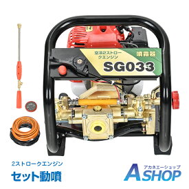 【8/18(木)全品クーポン】 【送料無料】 DIY 噴霧器 エンジン式 パワフル 2スト セット動噴 小型 動噴 消毒 農業 農用 農薬 除草剤 肥料 散布 散水 動力噴霧器 動力噴霧機 水やり 庭 家庭菜園 田畑 園芸用品 ガーデニング 最大7m ストレート sg033
