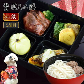 【P2倍＆割引クーポン配布中】犬のおせち＆年越しうどんセット2026年 贅沢ミニ膳5種盛り1段 【冷凍】イヌ用お節料理 ペットの御節 小型犬 猫 子犬も安心食べ切りサイズ ギフト プレゼントにも