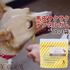 愛犬用ガム 馬皮サクサクデンタルガム 10袋+1袋セット ガム デンタルトリーツ 犬用歯磨きガム 柔らかめガム 子犬　老犬 おやつ デンタルガム 食いつき抜群 馬皮ガム 安心無添加 噛むおやつ チキンアレルギーの愛犬に 豚アレルギーの愛犬に 牛アレルギーの愛犬に 乳酸菌