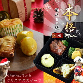 【P2倍＆割引クーポン配布中】【12月上旬より発送】クリスマススイーツ＆おせち贅沢ミニ膳セット 【冷凍】犬用 おせち 犬用 クリスマスケーキ 正月 無添加おせち 犬用 手作り ごはん ご飯 手作りおやつ 冷凍ドッグフード フレッシュドッグフード