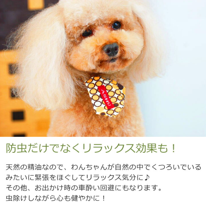 楽天市場 ペット用虫バンド Ashu アロマリボン 精油 犬のノミ取り首輪代わりに天然無害のおしゃれバンダナ 犬用バンダナ 帝塚山ハウンドカム 楽天市場店
