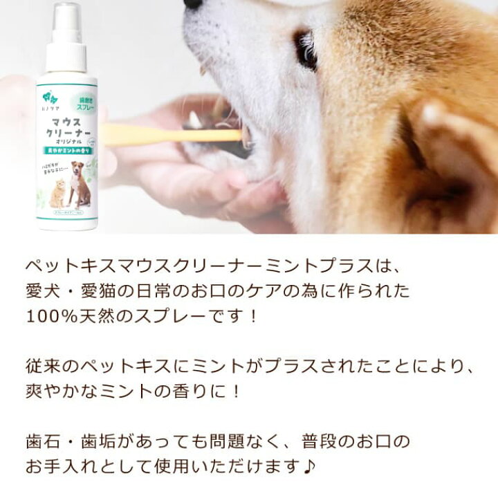 楽天市場 ペットキスマウスクリーナー ミントプラス118ml 犬 デンタルケア 歯磨きスプレー 液体ハミガキ はみがき 犬口ケア 犬用 犬の歯磨き デンタルクリーン ハミガキ デンタル 猫用 グッズ 帝塚山ハウンドカム 楽天市場店