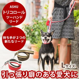 【割引クーポン配布中】ASHU トリコロール ツーハンドリード サイズL[全長110cm 幅3cm]洗えるテープ ドッグブランドアッシュ犬用首輪 お散歩 おしゃれ 犬の首輪 可愛い