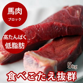 【割引クーポン配布中】犬 馬肉 生馬肉 ブロック 5kg 【冷凍】酵素 プロバイオティクス オメガ3補給 ペット 生肉 生食ローフードとして 中型犬 大型犬 お徳用 ドッグフード 生肉 手作り食 犬用馬肉 高齢犬 シニア