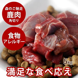【北海道産】天然 エゾ鹿生肉 角切り 5kg 【冷凍】犬 手作り食 犬 生肉 鹿肉 シカ 天然 国産 低カロリー ペット ヘルシー リノール酸が豊富 高齢犬 シニア