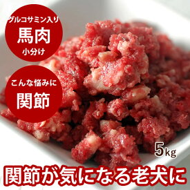 【P2倍＆割引クーポン配布中】犬用 生 冷凍 グルコサミン入り 馬肉小分けトレー 5kg ＋500g 送料無料 ミンチ 粗挽き 新鮮 手作り食 トッピング