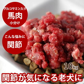 【P2倍＆割引クーポン配布中】犬用 生 冷凍 グルコサミン入り 馬肉小分けトレー 10kg ＋1kg 送料無料 クール便代無料 ミンチ 粗挽き 新鮮 手作り食 トッピング