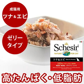 シシア キャット ツナ＆エビ 85g 猫缶 ウェットフード 無添加 高品質 プレミアム Schesir（シシア） 猫用 缶詰 ゼリータイプ
