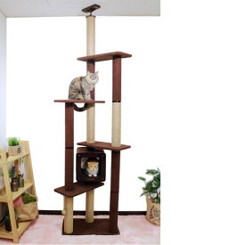 モダンルームスクラッチ　タワーダブル　ネコ お洒落な突っ張り棒型キャットタワー