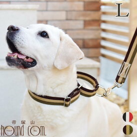 【割引クーポン配布中】犬 首輪 しつけ トリコロール チェーンレス ハーフチョーク Lサイズ 大型犬用 ASHU 帝塚山ハウンドカム 引っ張り防止 躾 トレーニングのできる首輪 痛くない 長さ調節可能 プレミアカラー おしゃれ お散歩 アジリティ ゴールデン ラブラドール