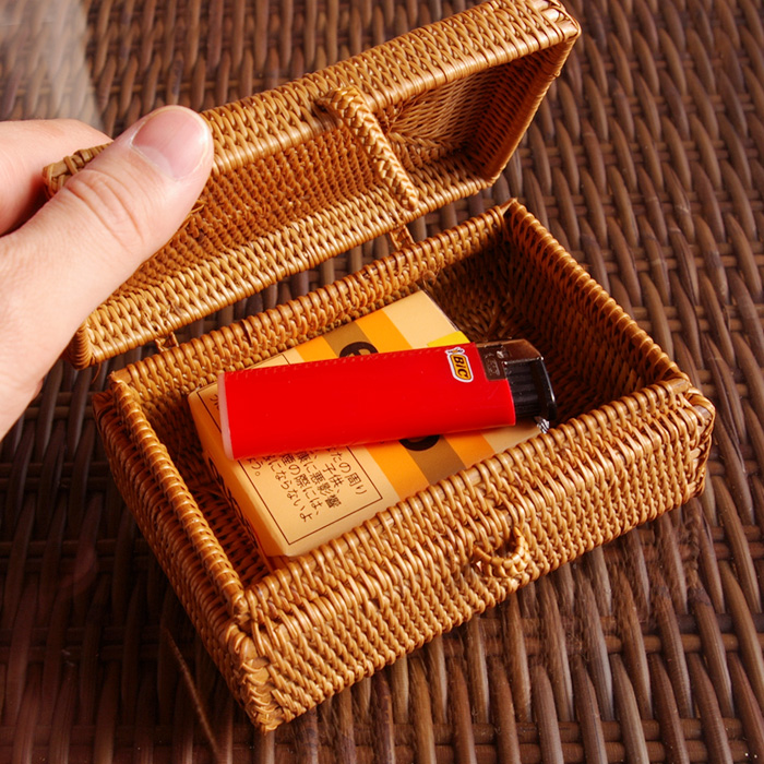 楽天市場】アタで編まれた長方形のフタ付き小物入れミニケース 小物