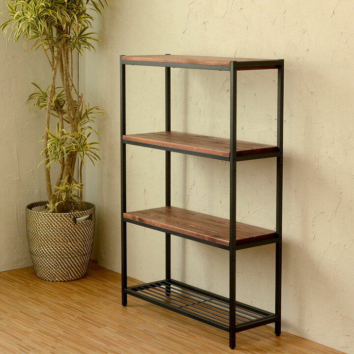 シルバー オープンシェルフ 幅48cm x 奥行40cm x 高さ44cm 最大500円クーポン ウッドシェルフ 木製 4段シェルフ スリム タバス TABAS  幅40 ラック 北欧 無垢材 アイアン シェルフ ディスプレイ 食器棚 キッチン収納 棚 オープンラック スチールラック 省スペース 北欧 ... TABAS ウッドシェルフ 4段 幅40cm