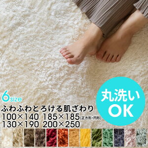 【最大500円クーポン】 洗えるラグマット 200×250cm 3畳 マイクロファイバー シャギー 滑り止め 厚手 ふか