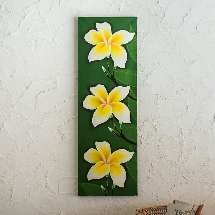 楽天市場】アジアンアート プルメリア90×30cm フランジパニ 花の絵 