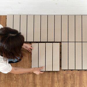 楽天市場 ウッドデッキタイル 人工木 枚セット アイボリー 301 ホワイト ベランダタイル ウッドタイル デッキパネル フロアデッキ 人工木 木製 樹脂 ジョイント テラス バルコニー ベランダ エクステリア ガーデニング ウッドデッキパネル ウッドパネル