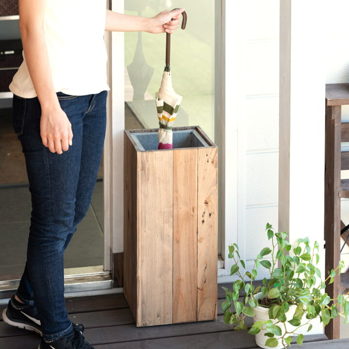 楽天市場】傘立て スリム角型 古木風仕上げ 木製 幅24.5cm Botanique 
