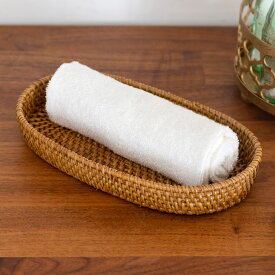 ラタンとアタで編まれた楕円形のアジアンバスケット Bタイプ トレー かごトレイ 小物入れトレイ 小物入れ 収納バスケット 籠 カゴ アジアン雑貨 エスニック 収納カゴ 収納かご ナチュラル バリ雑貨 インテリア リゾート おしゃれ バリ島 韓国 アタ製品 [10176b]