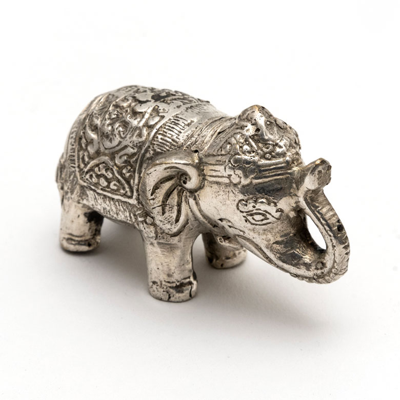 金属工芸□小物入れ 象 elephant アジア ゾウ レリーフ 木製 植物文 