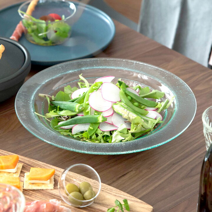 楽天市場 ガラスのプレート バブルタイプ Lサイズ 食器 ガラス 皿 おしゃれ プレート 丸皿 デザート 前菜 トレー デコレーション アジア雑貨 アジアン雑貨 アジア工房