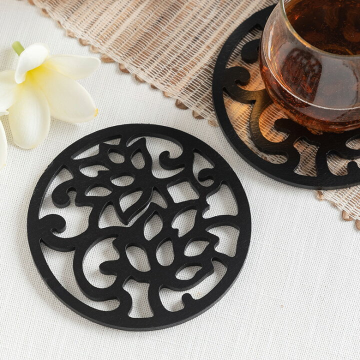 楽天市場 ロータスの花をモチーフにした木製コースター Mulia ムリア 木彫り 円形 丸型 丸いコースター おうちカフェ キッチン雑貨 モダン おしゃれ ナチュラル ソーサー 受け皿 雑貨 アジアン雑貨アジア工房 アジアン メール便対応 アジア工房