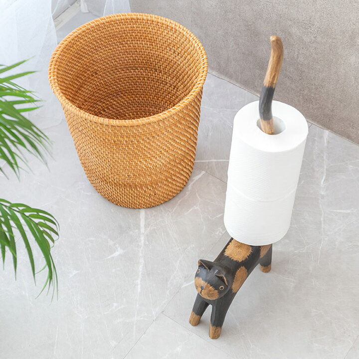 楽天市場 トイレットペーパーホルダー バリ ネコ 猫 置物 天然木 木彫り オブジェ トイレ ペーパー ホルダー お土産 ハンドメイド 手彫り 手作業 手作り 収納 ストッカー キッチンペーパー リビング 玄関 ディスプレイ 置き物 おしゃれ リゾート アジアン 雑貨 小物