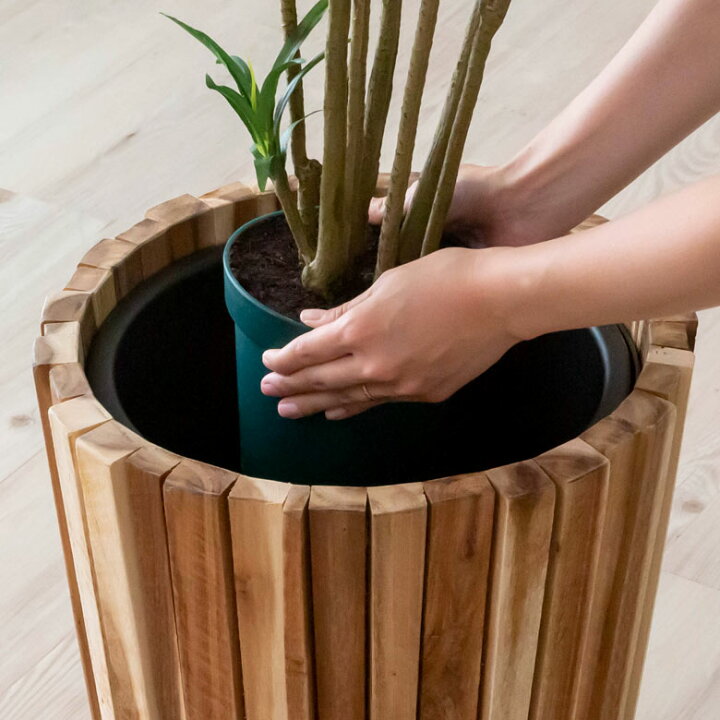 楽天市場 プランターカバー ウッドプランター ボックス カバー Mサイズ 7号鉢 W 36cm D 36cm H 40cm 天然木 木製 観葉植物 アカシアウッド 鉢 カバー プランツ ボックス 植木鉢 ウッド 店舗用 カフェ お店 レストラン おしゃれ リゾート アジアン雑貨 アジアン