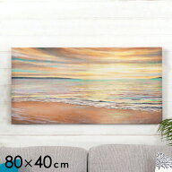 【最大500円クーポン】 アートパネル 海 キャンパス 幅80cm 高さ40cm 絵 夕日 サンセット アート キャン…