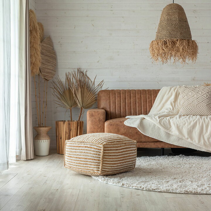 オットマンスツール 4本脚 無垢材 フットスツール 北欧 ファブリック  