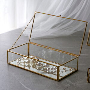 ガラスと真鍮でできたジュエリーボックス(63280) 【ガラスボックス おしゃれ ガラスケース アクセサリーケース ジュエリーボックス アクセサリー入れ 四角 コレクション ゴールド ディスプ