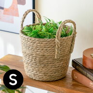 プランターカバー 植木鉢カバー バスケット 持ち手付き ラッシュ製 い草 Sサイズ 約 W 22.5 × D 22.5 ×…