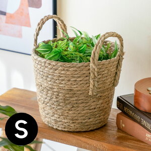 【最大2000円OFFクーポン】 プランターカバー 植木鉢カバー バスケット 持ち手付き ラッシュ製 い草 Sサイズ 約 W 22.5 × D 22.5 × H 19 cm 鉢カバー 5号 6.5号 プランター入れ カバー ポット プランツ