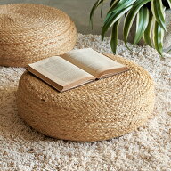 フロアクッション 座布団 ジュート 麻 丸型 円形 ラウンド 約 W 46 × D 46 × H 12 cm クッション スツ…