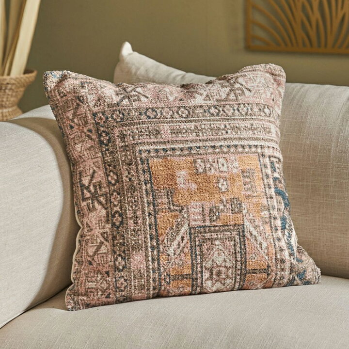 クッションカバー   ピローペルシブランド 座布団カバーにもおしゃれ  洗濯機丸洗いOK クッションカバー オールドキリム風 正方形 四角 約 W 45cm D 45cm H 1cm 45角 45cm用 ベージュ インド ペルシャ絨毯風  オリエンタル アンティーク風 クッション用カバー ベッド リビング おしゃれ リゾート モロッカン エスニック 西海岸風 雑貨 [34590] |  ...