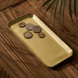 トレー 真鍮 トレイ キャッシュトレー 長方形 約 W 18cm D 8cm H 0.7cm ゴールド 金 金属 アンティーク 風 キャッシュトレイ キャッシュ ペントレー ペントレイ 小物入れ カルトン おしぼりトレー おしゃれ 北欧 リゾート 雑貨 インテリア レトロ アジアン [34602]