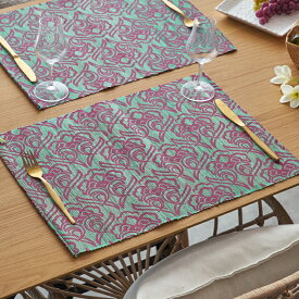 【最大2000円クーポン】 ウォーターヒヤシンスのアジアンランチョンマット ターコイズ×ピンク キッチンマット ティーマット テーブルウェア テーブルマット プレースマット プレイスマット モダン ランチマット アジアン雑貨 アジア雑貨 四角 食卓 リゾート[10810]