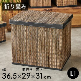 収納ボックス パームリディ フタ付き 折りたたみ 約 W 29 × D 36.5 × H 31 cm L1 天然素材 フェイクレザー 収納ケース 整理ケース モジュール かご カゴ バスケット 収納箱 ボックス ケース ふた付き 蓋付き おしゃれ リゾート バリ アジアン雑貨 アジアン 雑貨 [11380]